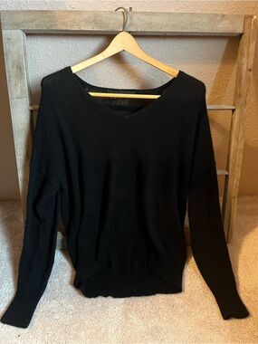 360 Cashmere Black V-Neck Women's Sweater